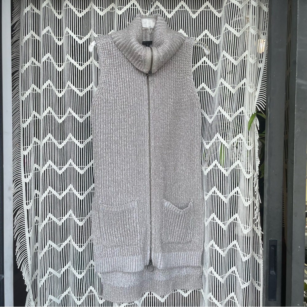 Long metallic sweater vest